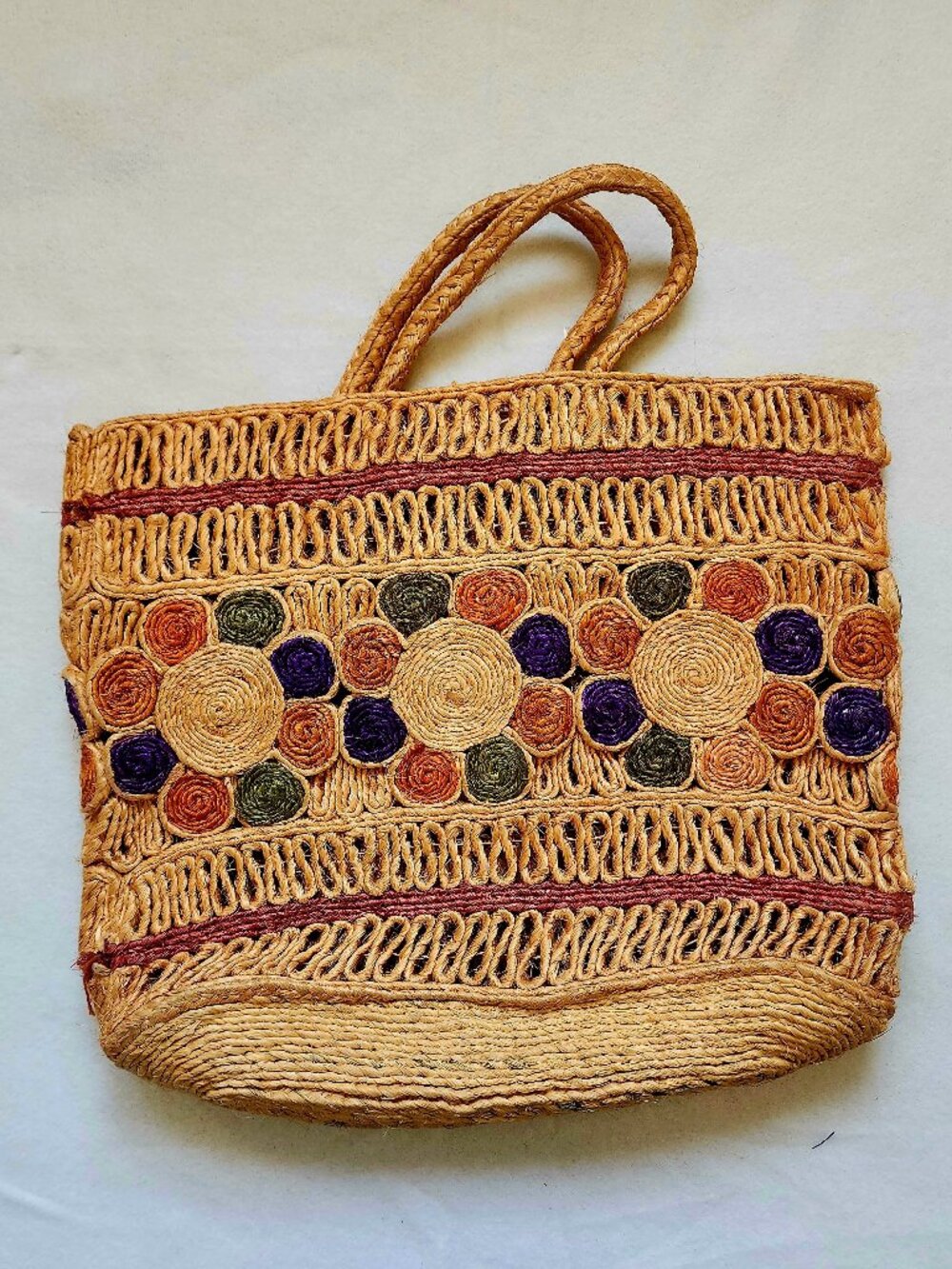 Vintage Handwoven Straw Tote Bag | Market Beach Bag